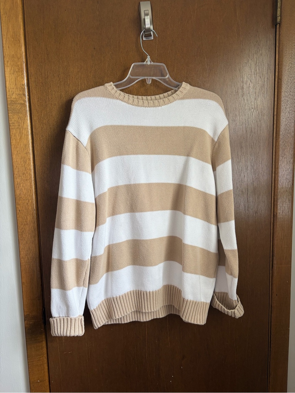 Brandy Melville Striped Knit Sweater in Cream & Beige